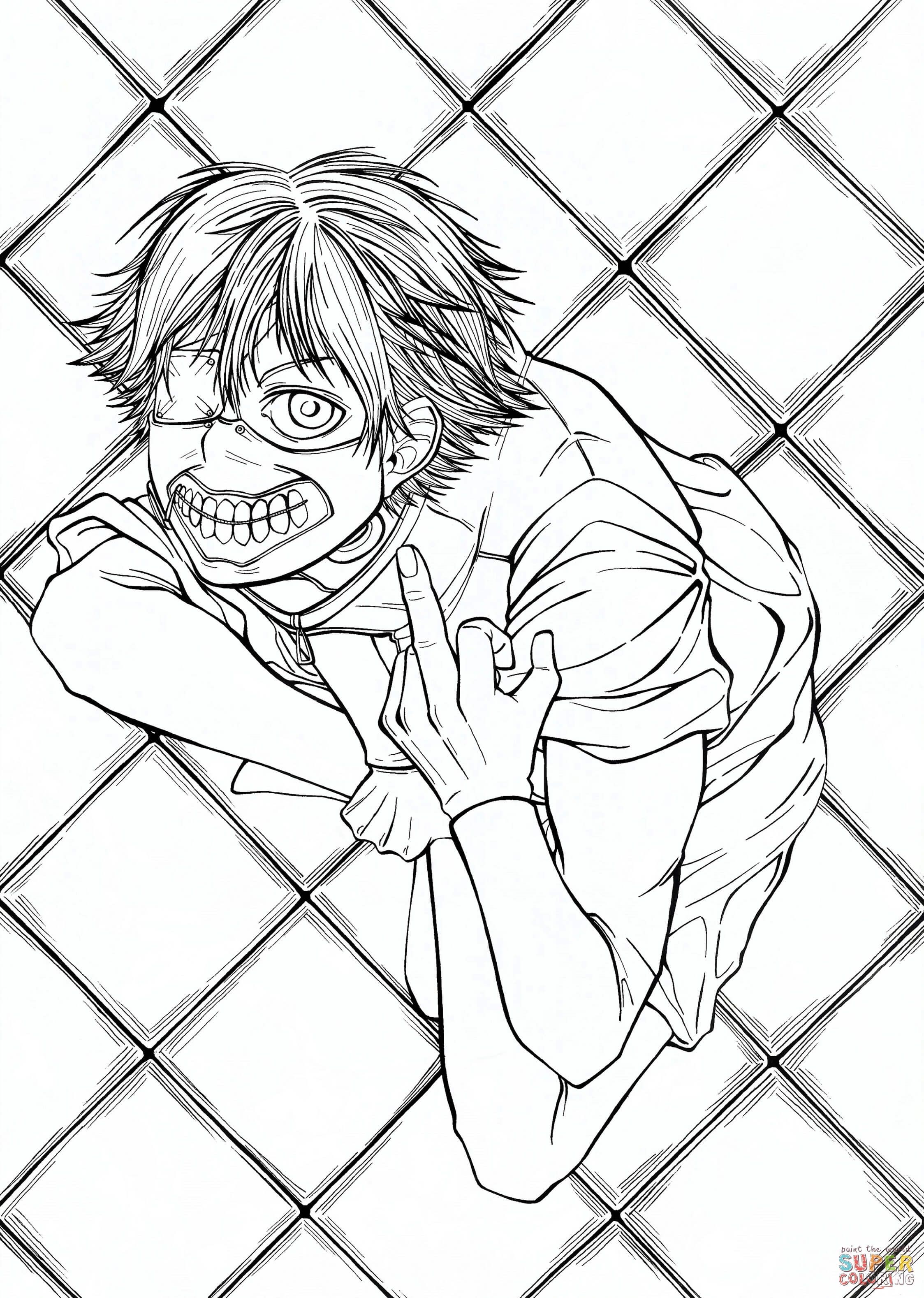 Çocuklar İçin Tokyo Ghoul Boyama Sayfaları 