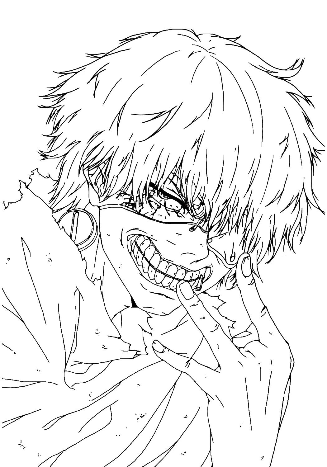 Çocuklar İçin Tokyo Ghoul Boyama Sayfaları 