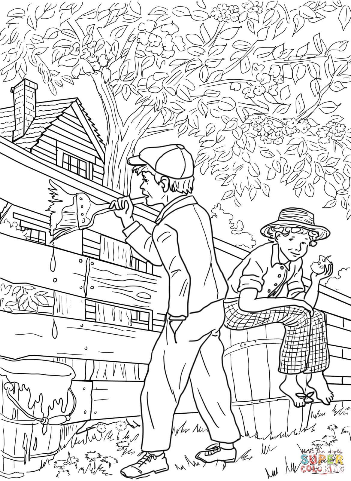 Çocuklar İçin Tom Sawyer Boyama Sayfaları 