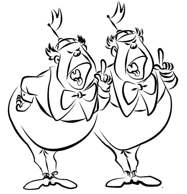 Çocuklar İçin Tweedledum ve Tweedledee Boyama Sayfaları 