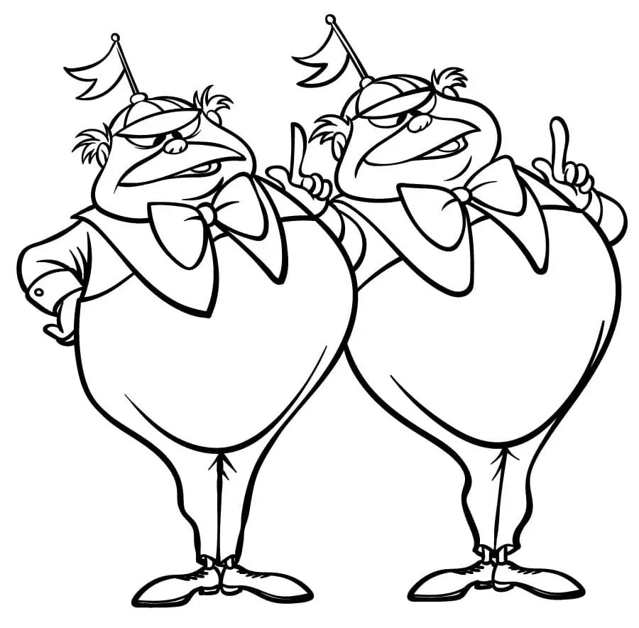 Çocuklar İçin Tweedledum ve Tweedledee Boyama Sayfaları 