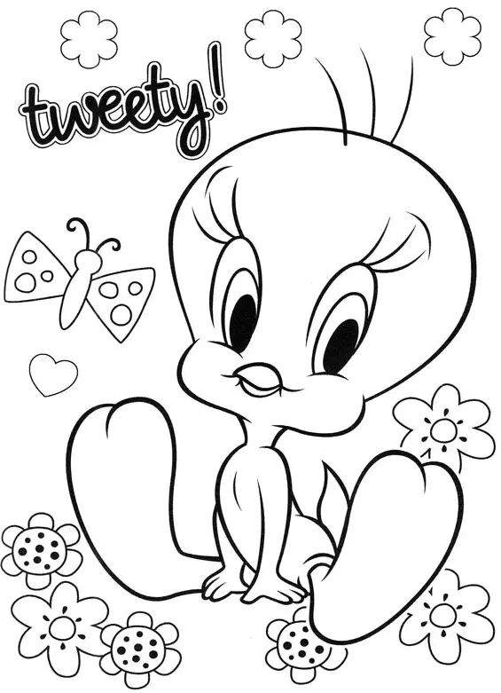 Çocuklar İçin Tweety Boyama Sayfaları 