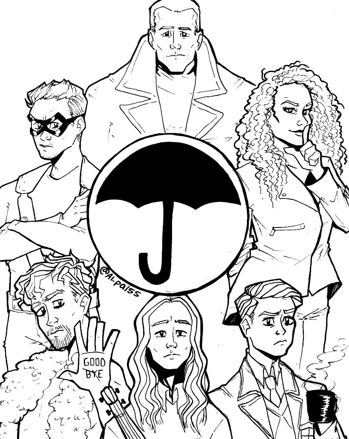 Çocuklar İçin Umbrella Academy Boyama Sayfaları 