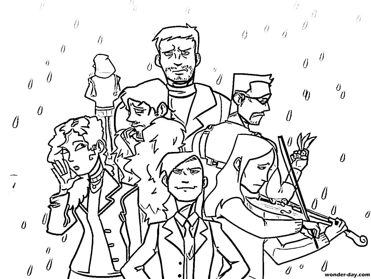 Çocuklar İçin Umbrella Academy Boyama Sayfaları 