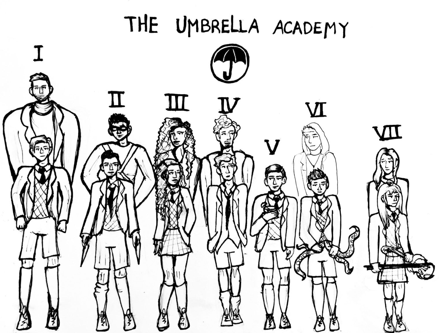 Çocuklar İçin Umbrella Academy Boyama Sayfaları 