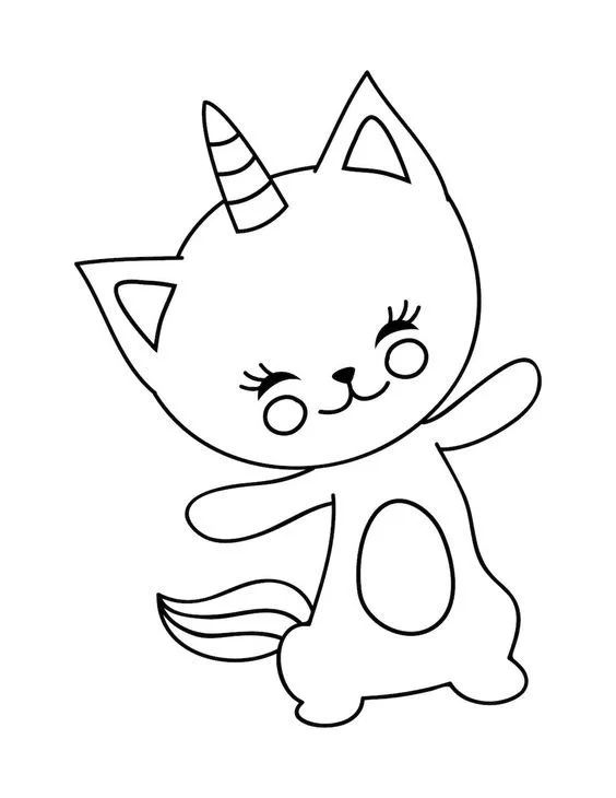 Çocuklar İçin Unicorn Kedi Boyama Sayfaları 