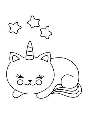 Çocuklar İçin Unicorn Kedi Boyama Sayfaları 