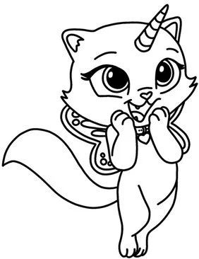 Çocuklar İçin Unicorn Kedi Boyama Sayfaları 