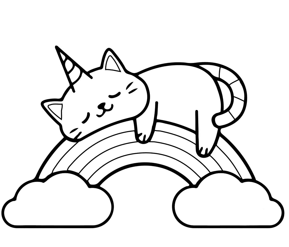 Çocuklar İçin Unicorn Kedi Boyama Sayfaları 