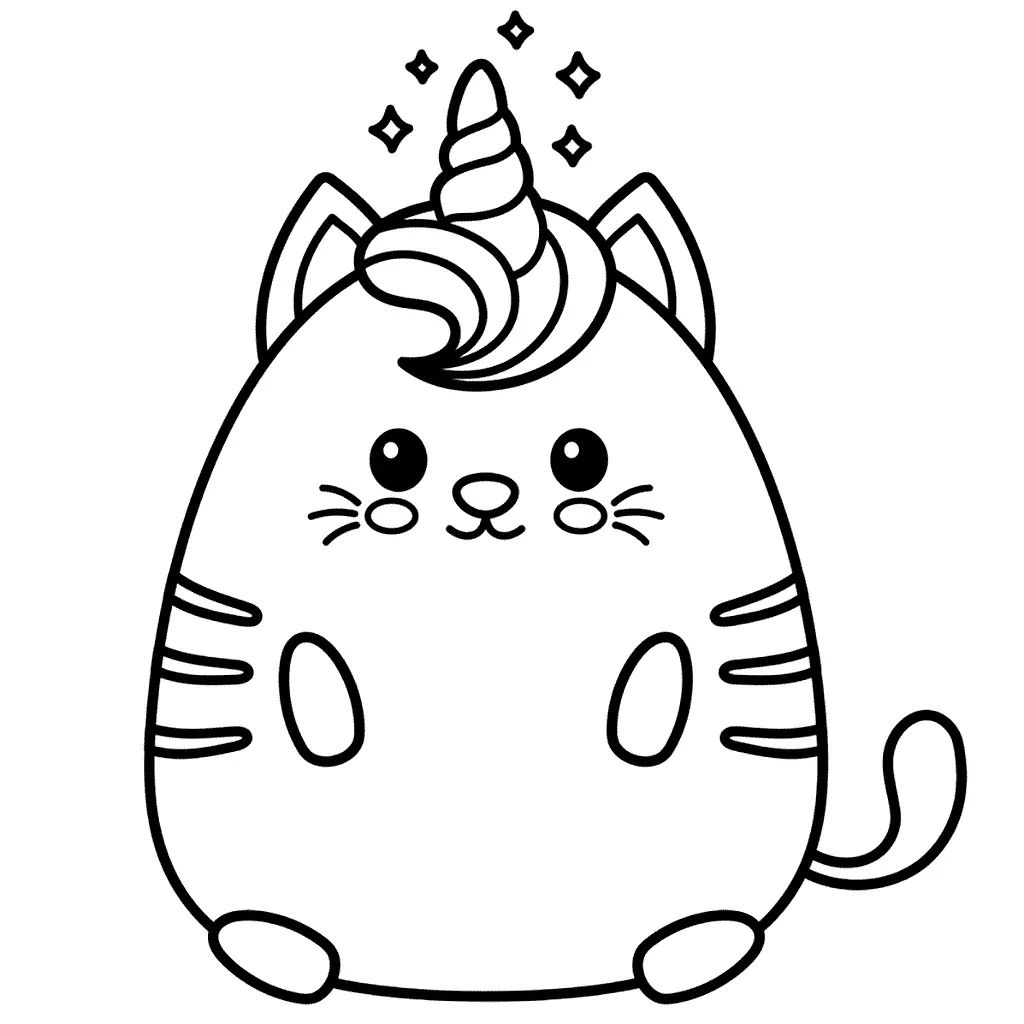 Çocuklar İçin Unicorn Kedi Boyama Sayfaları 