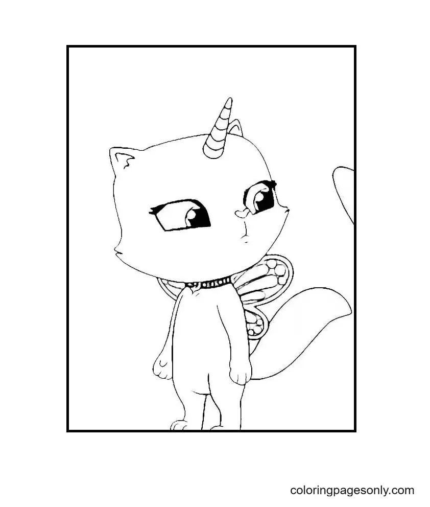 Çocuklar İçin Unicorn Kedi Boyama Sayfaları 