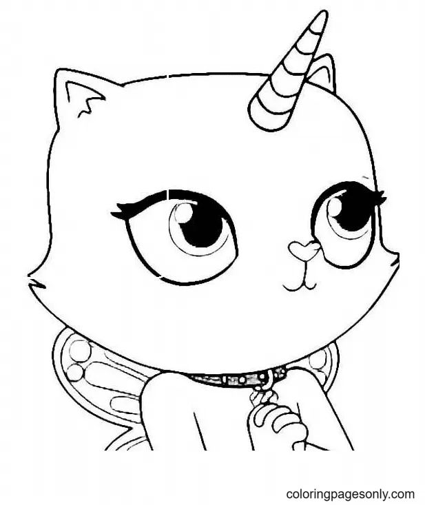 Çocuklar İçin Unicorn Kedi Boyama Sayfaları 