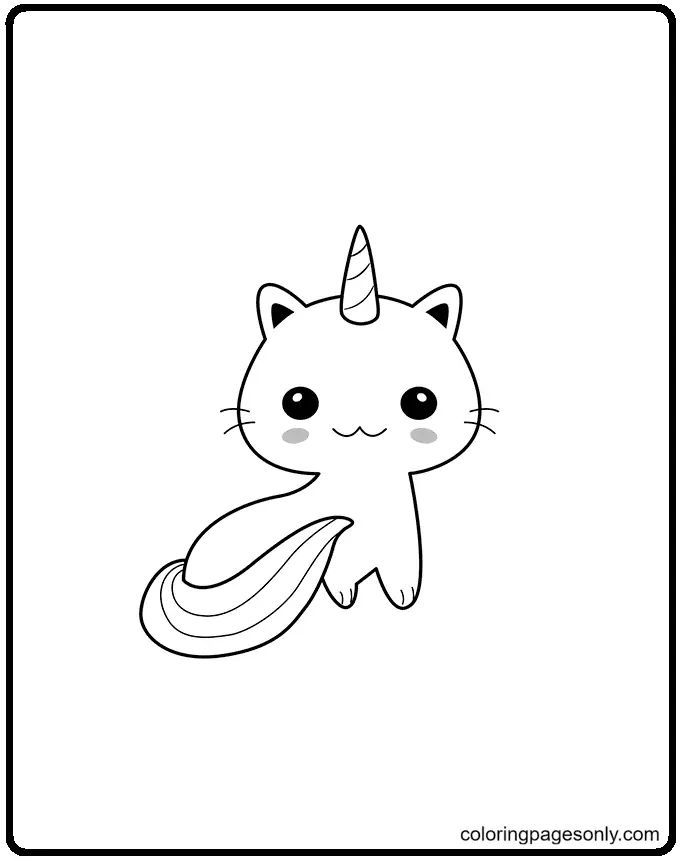 Çocuklar İçin Unicorn Kedi Boyama Sayfaları 