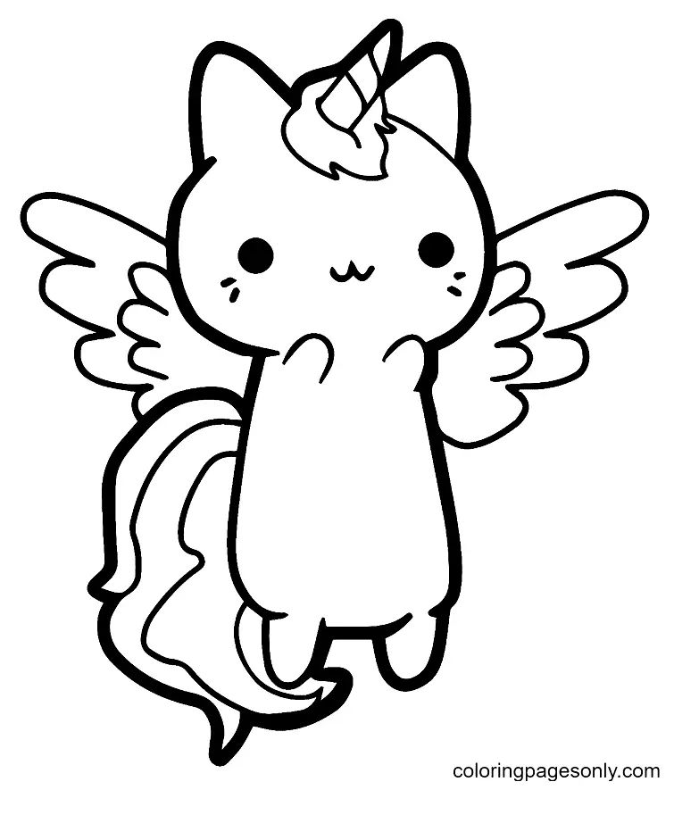 Çocuklar İçin Unicorn Kedi Boyama Sayfaları 