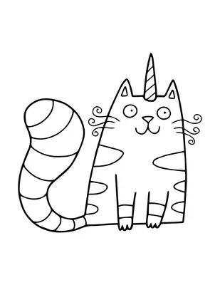 Çocuklar İçin Unicorn Kedi Boyama Sayfaları 