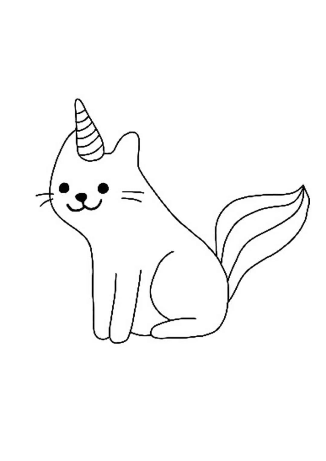 Çocuklar İçin Unicorn Kedi Boyama Sayfaları 