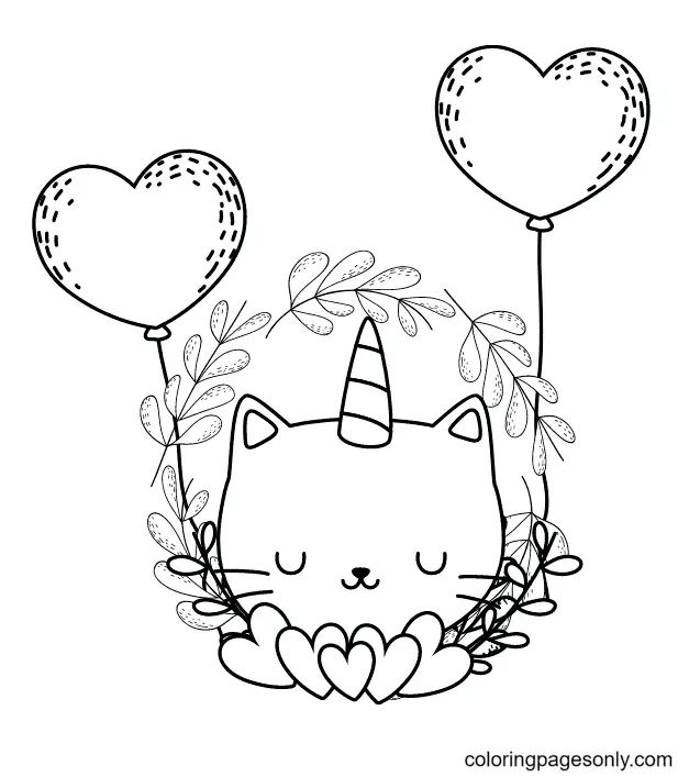 Çocuklar İçin Unicorn Kedi Boyama Sayfaları 