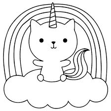 Çocuklar İçin Unicorn Kedi Boyama Sayfaları 