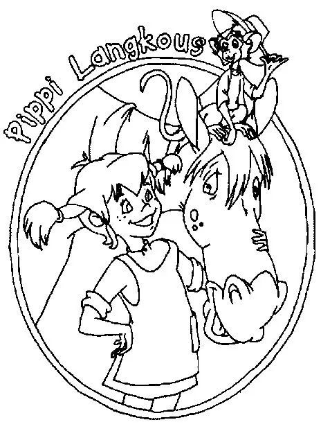 Çocuklar İçin Uzun Çorap Pippi Boyama Sayfaları 
