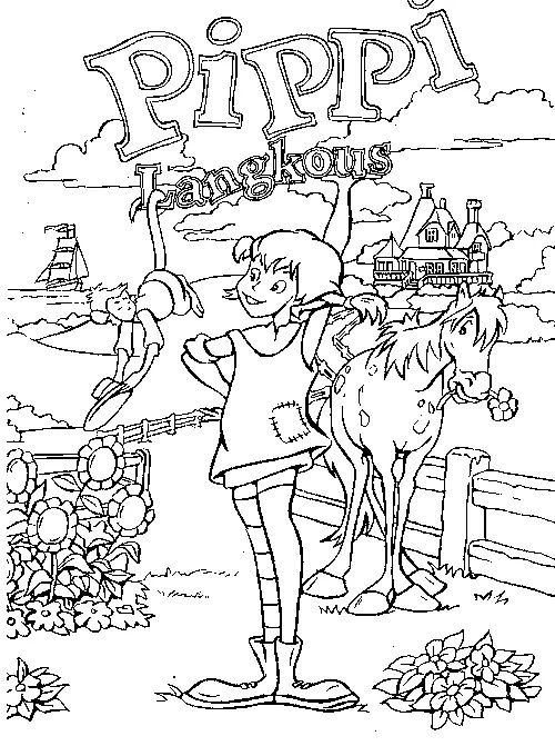 Çocuklar İçin Uzun Çorap Pippi Boyama Sayfaları 