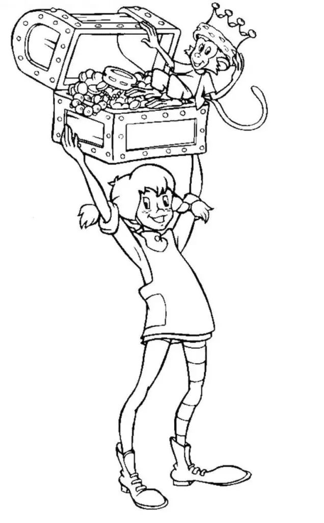 Çocuklar İçin Uzun Çorap Pippi Boyama Sayfaları 