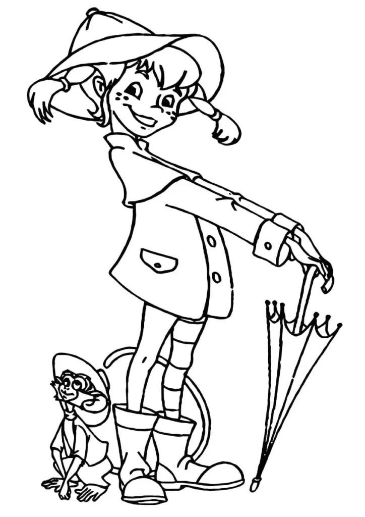 Çocuklar İçin Uzun Çorap Pippi Boyama Sayfaları 