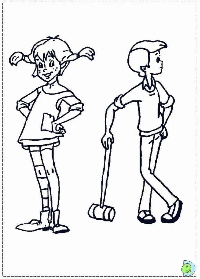 Çocuklar İçin Uzun Çorap Pippi Boyama Sayfaları 