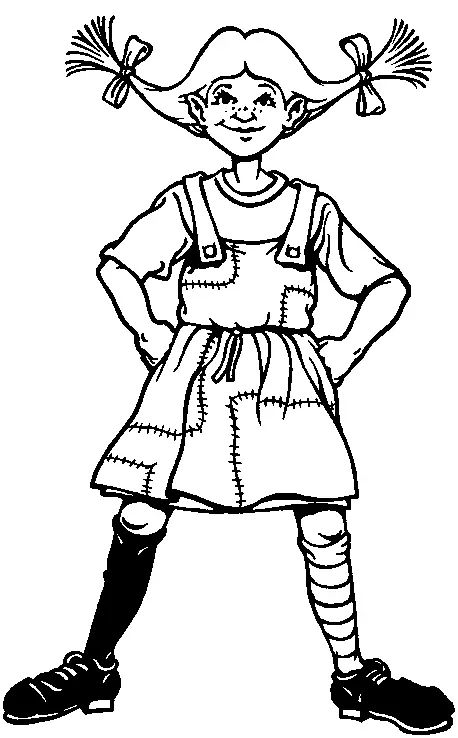 Çocuklar İçin Uzun Çorap Pippi Boyama Sayfaları 