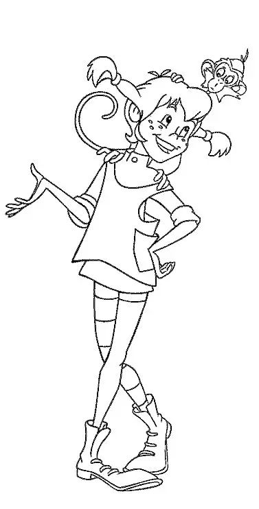 Çocuklar İçin Uzun Çorap Pippi Boyama Sayfaları 