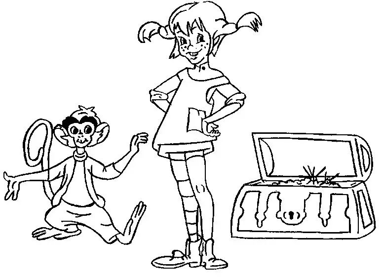 Çocuklar İçin Uzun Çorap Pippi Boyama Sayfaları 