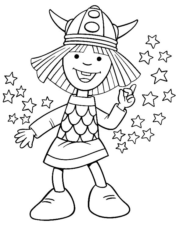 Çocuklar İçin Vicky The Viking Boyama Sayfaları 
