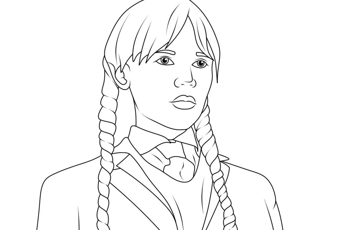 Çocuklar İçin Wednesday- Addams Boyama Sayfaları 