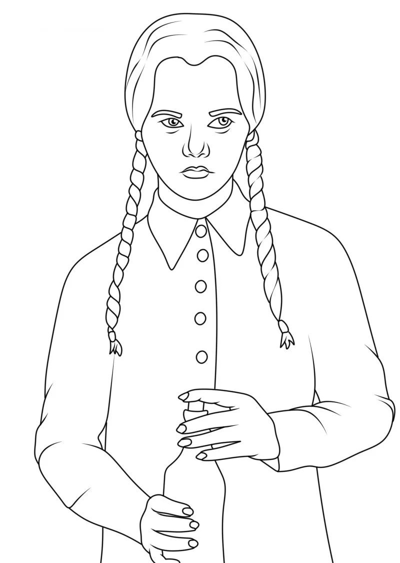 Çocuklar İçin Wednesday- Addams Boyama Sayfaları 