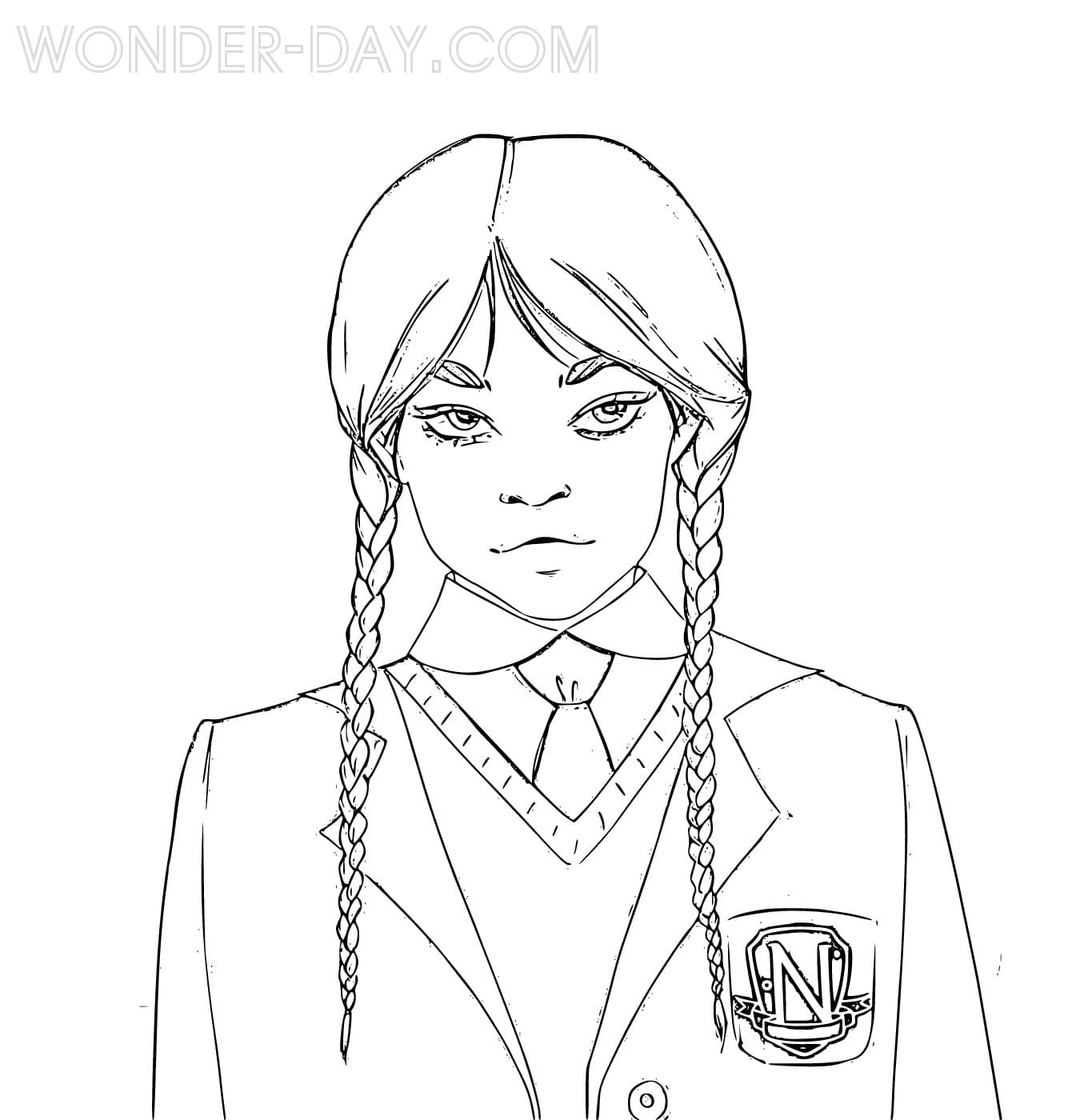 Çocuklar İçin Wednesday- Addams Boyama Sayfaları 