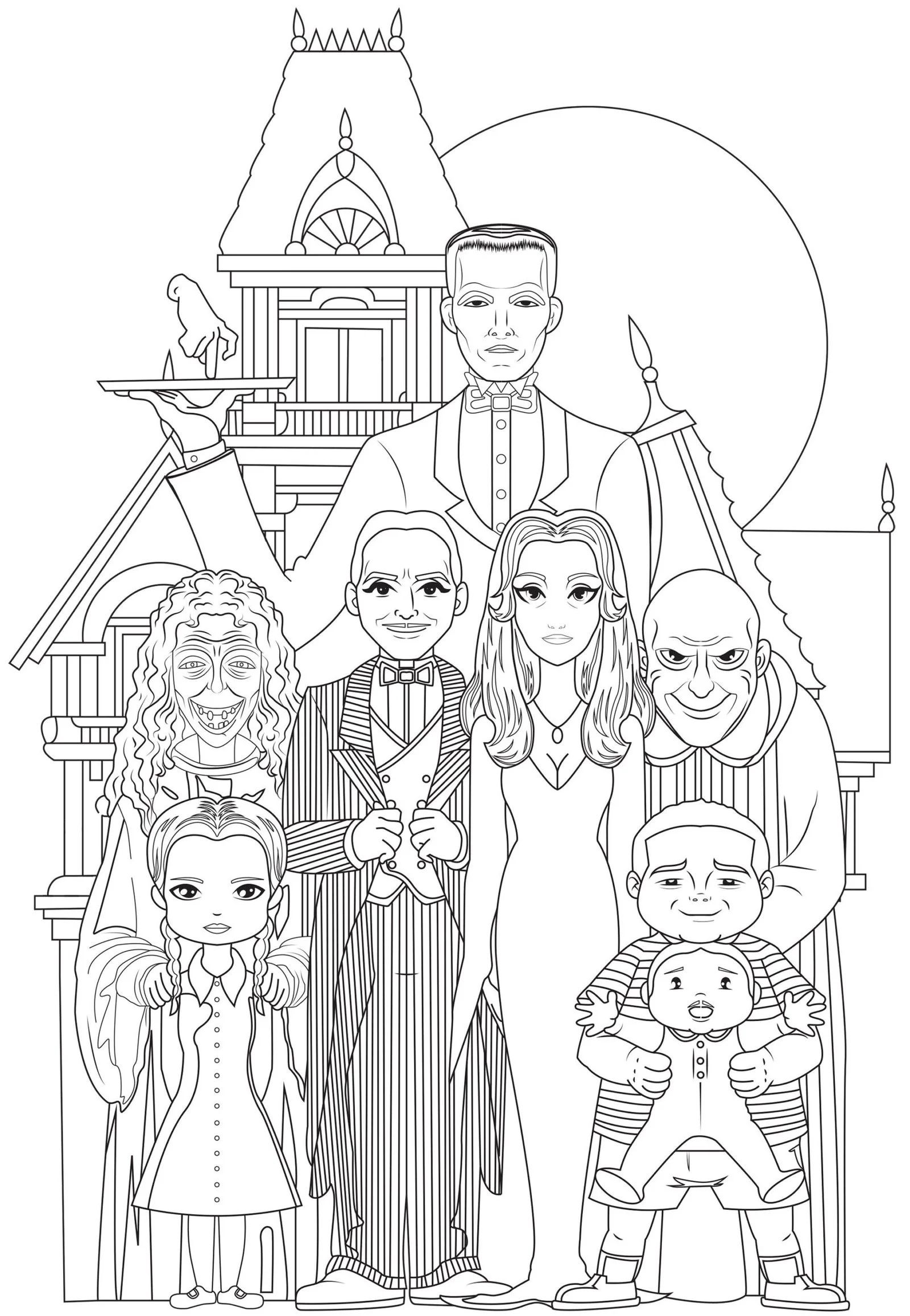 Çocuklar İçin Wednesday- Addams Boyama Sayfaları 
