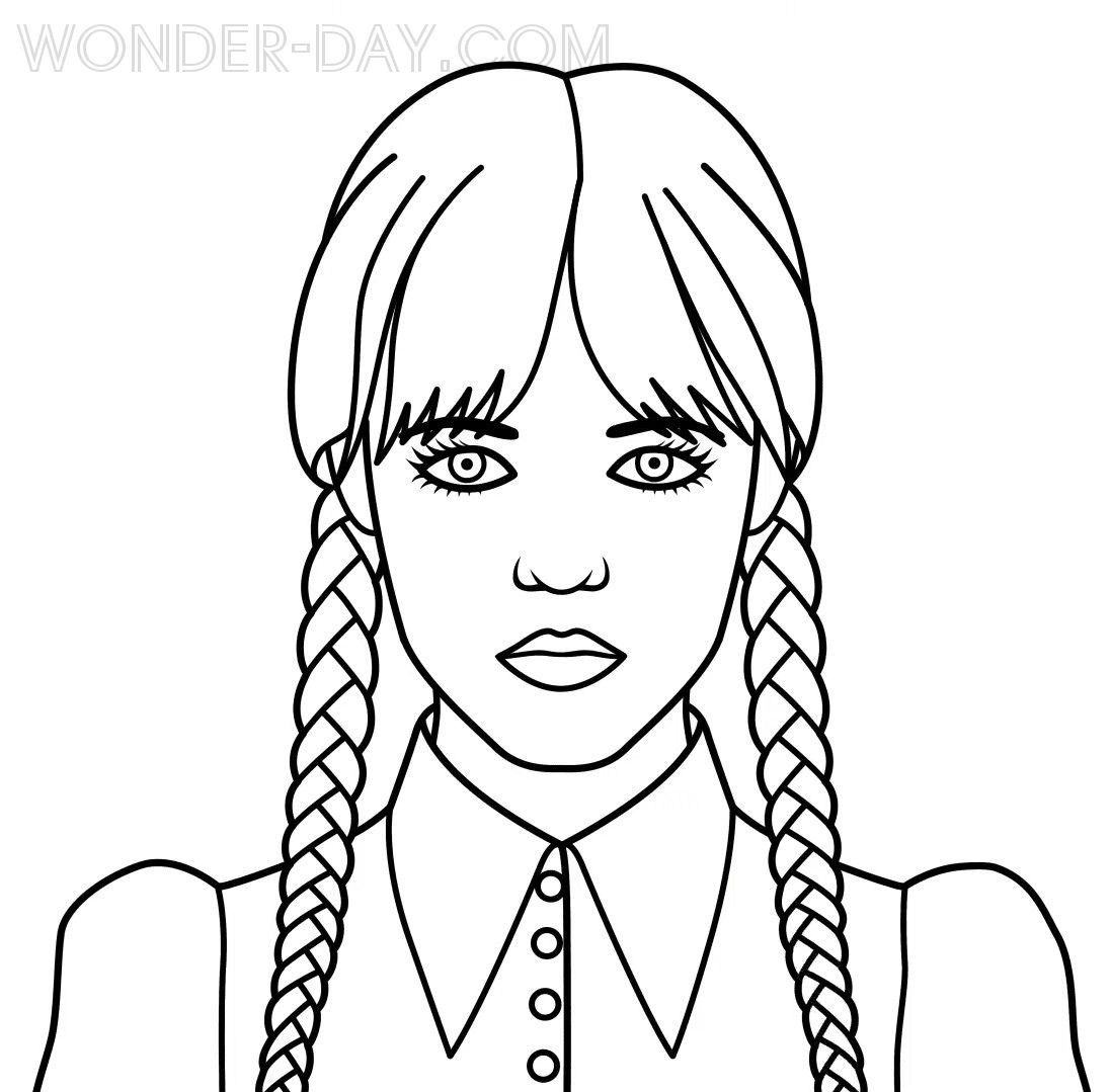 Çocuklar İçin Wednesday- Addams Boyama Sayfaları 
