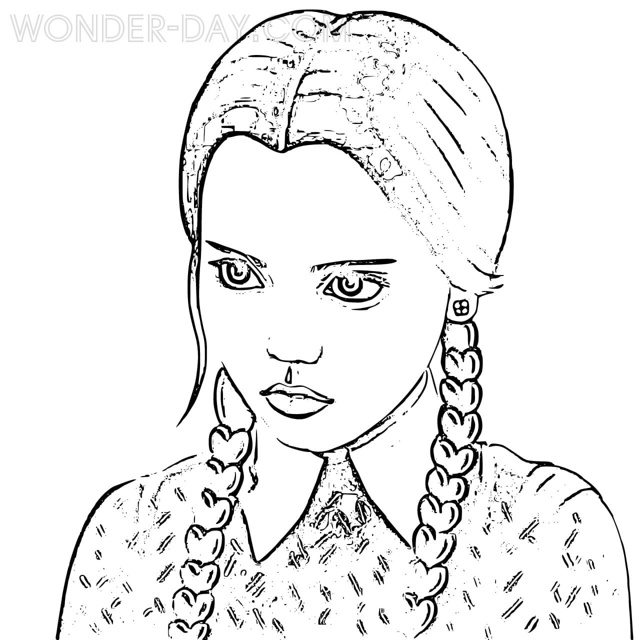 Çocuklar İçin Wednesday- Addams Boyama Sayfaları 
