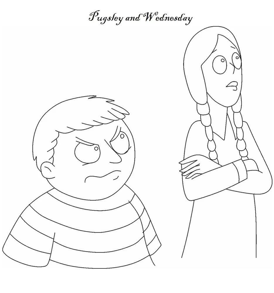 Çocuklar İçin Wednesday- Addams Boyama Sayfaları 