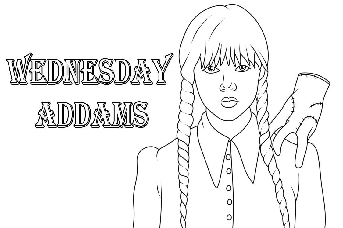 Çocuklar İçin Wednesday- Addams Boyama Sayfaları 