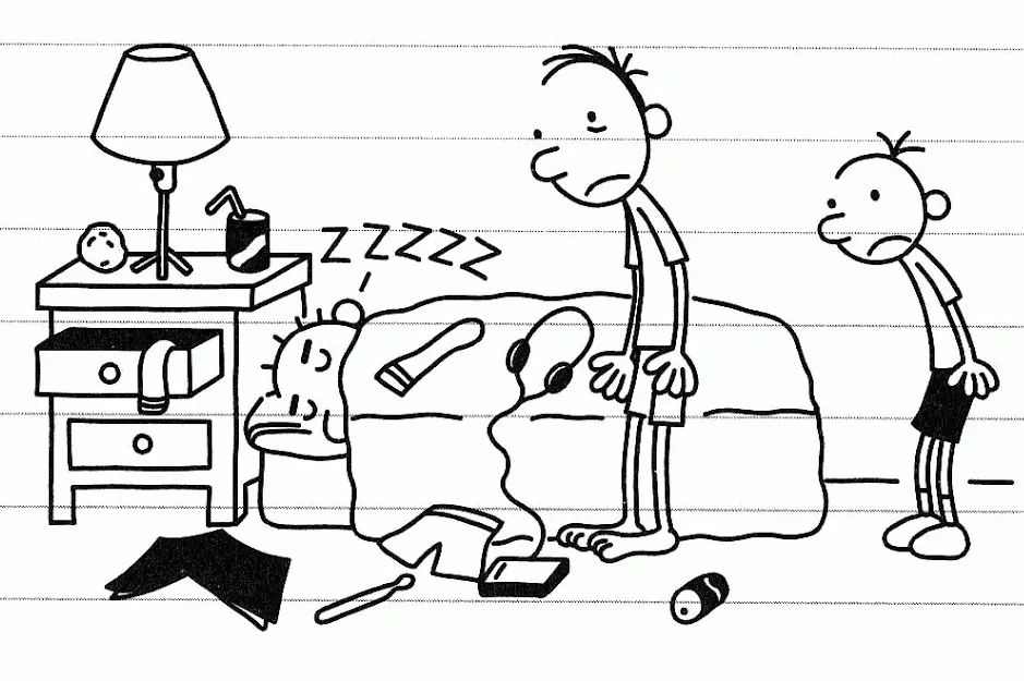 Çocuklar İçin Wimpy Kid Günlüğü Boyama Sayfaları 