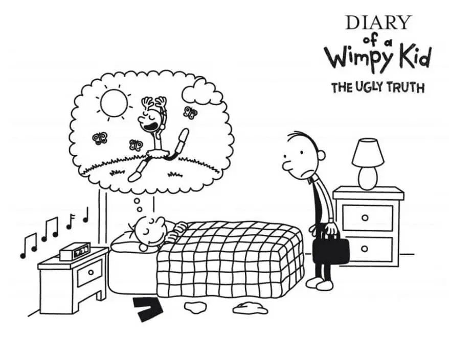 Çocuklar İçin Wimpy Kid Günlüğü Boyama Sayfaları 