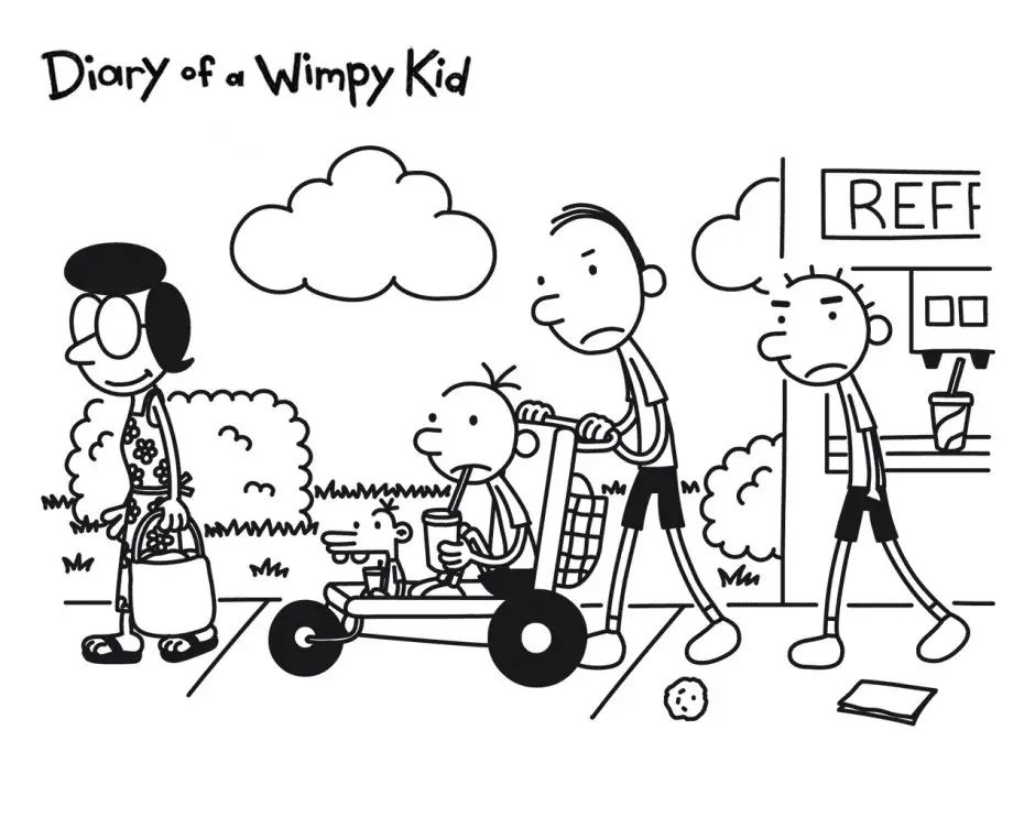 Çocuklar İçin Wimpy Kid Günlüğü Boyama Sayfaları 