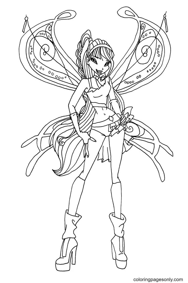 Çocuklar İçin Winx Club Musa Boyama Sayfaları 