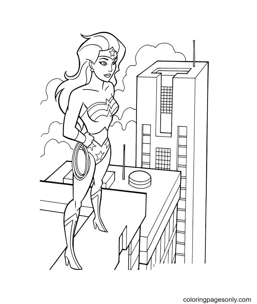 Çocuklar İçin Wonder Woman Boyama Sayfaları 