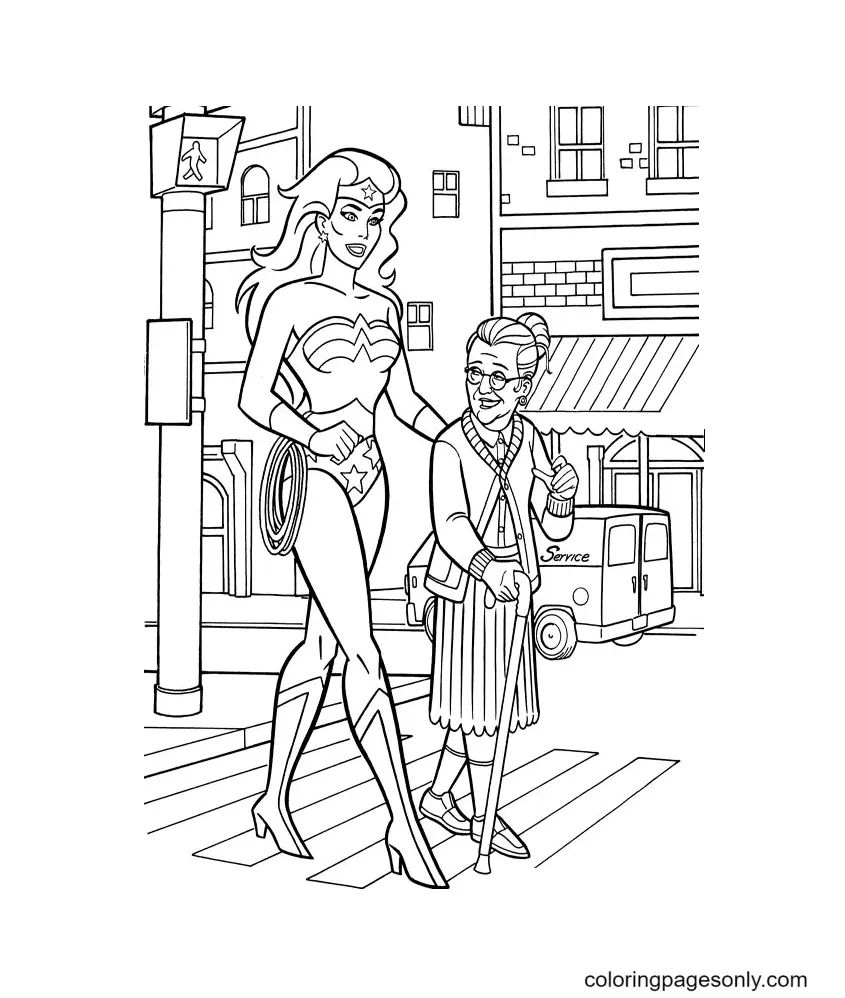 Çocuklar İçin Wonder Woman Boyama Sayfaları 