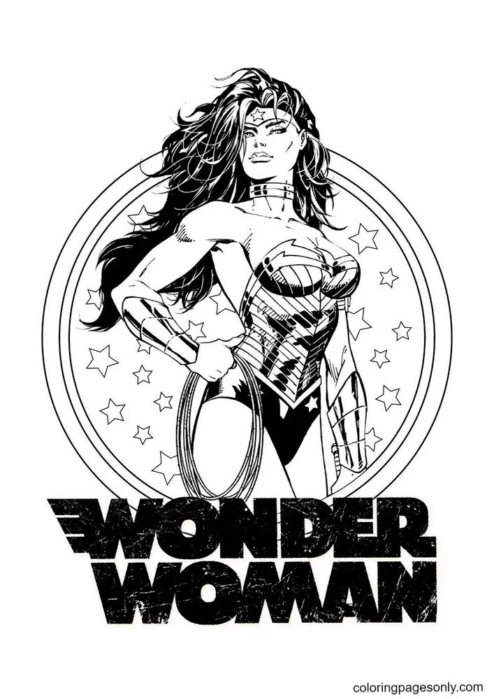 Çocuklar İçin Wonder Woman Boyama Sayfaları 