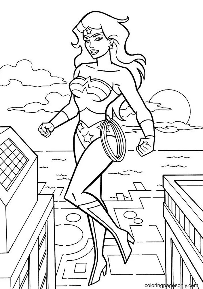 Çocuklar İçin Wonder Woman Boyama Sayfaları 