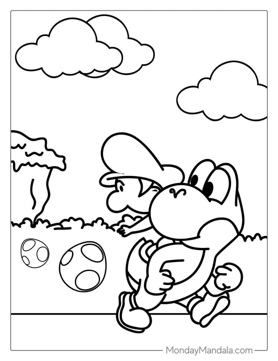 Çocuklar İçin Yoshi Boyama Sayfaları 