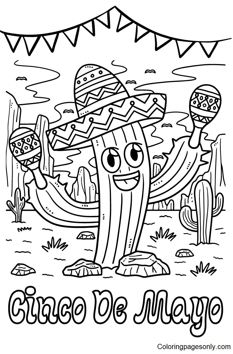 Çocuklar İçin Cinco-De-Mayo Boyama Sayfaları 