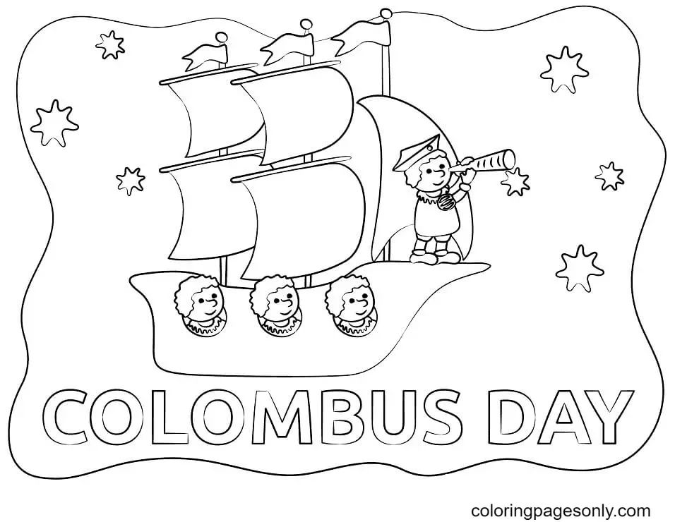 Çocuklar İçin Colombus-Günü Boyama Sayfaları 